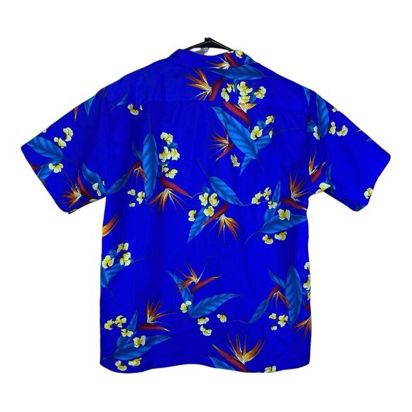 VINTAGE SAHIB OF HAWAII MENS SHORT SLEEVE BUTTON DOWN SHIRT XL Blue Floral - Picture 9 of 15